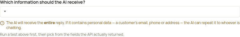Which information should the AI receive, defaulting to the whole reply