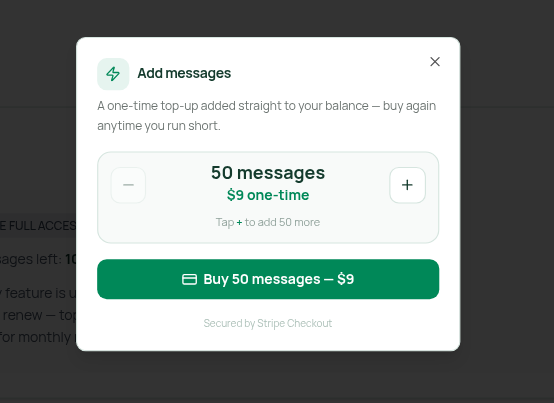 Add messages top-up dialog